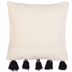 Set of 2 Cotton Cushions Geometric Pattern with Tassels 45 x 45 cm Beige and Black SAMBUCUS