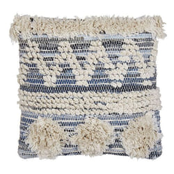 Throw Cushion EYTELIA Cotton 45 x 45 cm Blue Geometric Pattern