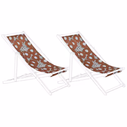 Set of 2 Sun Lounger Replacement Fabrics Poppies Pattern ANZIO / AVELLINO