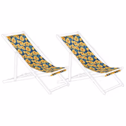 Set of 2 Sun Lounger Replacement Fabrics Floral Pattern Yellow ANZIO / AVELLINO