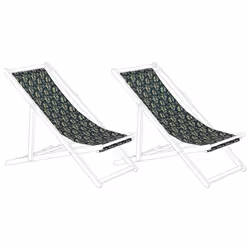 Set of 2 Sun Lounger Replacement Fabrics Olives Pattern ANZIO / AVELLINO