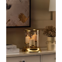 Candle Holder CILEGON Glass 24 cm Gold