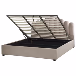 Ottoman Bed Velvet VINCENNES 180 x 200 cm (EU Super King) Taupe