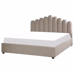 Ottoman Bed Velvet VINCENNES 180 x 200 cm (EU Super King) Taupe