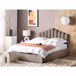 Ottoman Bed Velvet VINCENNES 180 x 200 cm (EU Super King) Taupe - Additional view 4