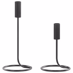 Set of 2 Candle Holders BUNYU Metal 19/28 cm Black