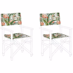 Set of 2 Garden Chair Replacement Fabrics Flamingo Pattern CINE