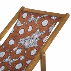 Set of 2 Folding Deck Chairs ANZIO with Replacement Fabrics Floral Motif Acacia Wood Light Brown