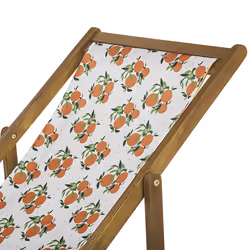 Set of 2 Folding Deck Chairs ANZIO with Replacement Fabrics Floral Motif Acacia Wood Light Brown