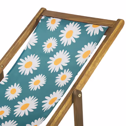 Set of 2 Folding Deck Chairs ANZIO with Replacement Fabrics Floral Motif Acacia Wood Light Brown