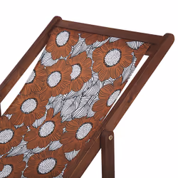 Set of 2 Folding Deck Chairs ANZIO with Replacement Fabrics Floral Motif Acacia Wood Dark Brown