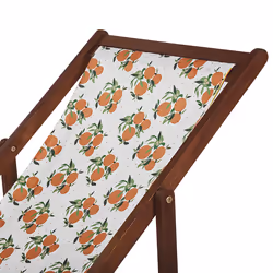 Set of 2 Folding Deck Chairs ANZIO with Replacement Fabrics Floral Motif Acacia Wood Dark Brown