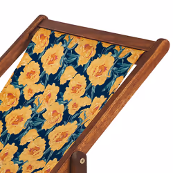 Set of 2 Folding Deck Chairs ANZIO with Replacement Fabrics Floral Motif Acacia Wood Dark Brown