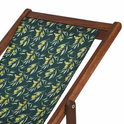Set of 2 Folding Deck Chairs ANZIO with Replacement Fabrics Floral Motif Acacia Wood Dark Brown