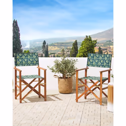 Set of 2 Garden Chairs CINE Acacia Wood Dark Green