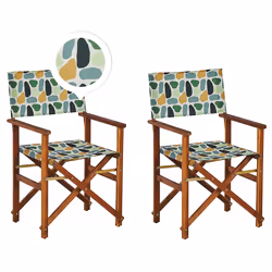 Set of 2 Garden Chairs CINE Acacia Wood Multicolour