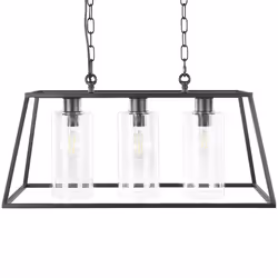 3 Light Metal Pendant Lamp Black MUGER
