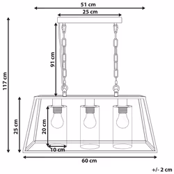 3 Light Metal Pendant Lamp Black MUGER