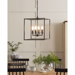 Metal 4 Light Pendant Lamp Black WANCHET