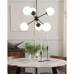 6 Light Metal Pendant Lamp Black ADAWRO