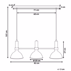 3 Light Pendant Lamp Black and Gold BELES