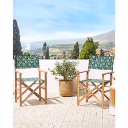Set of 2 Garden Chairs CINE Acacia Wood Dark Green