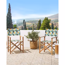 Set of 2 Garden Chairs CINE Acacia Wood Multicolour