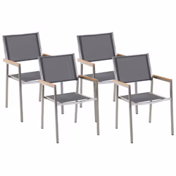 Set of 4 Garden Chairs GROSSETO Stainless Steel Grey