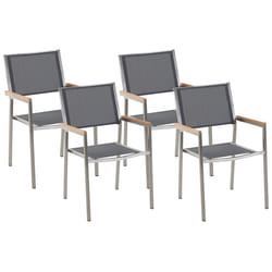 Set of 4 Garden Chairs GROSSETO Stainless Steel Grey