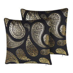 Set of 2 Decorative Cushions URSINIA Velvet 45 x 45 cm Gold Oriental Pattern