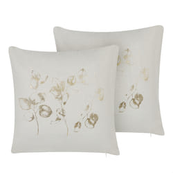 Set of 2 Decorative Cushions GOMPHRENA 45 x 45 cm Light Beige Plant Pattern