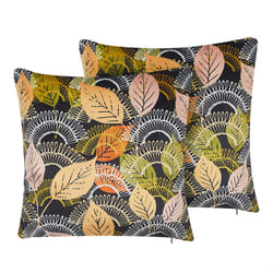Set of 2 Decorative Cushions LAGURUS Velvet 45 x 45 cm Multicolour Plant Pattern