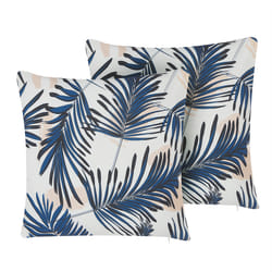 Set of 2 Outdoor Cushions ELATI Plant Pattern 45 x 45 cm Navy Blue