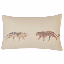 Set of 2 Cushions Tiger Motif 30 x 50 cm Beige NIEREMBERGIA