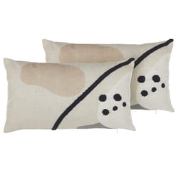 Set of 2 Decorative Cushions OSTEOSPERMUM 30 x 50 cm Beige Abstract Pattern