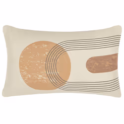 Set of 2 Decorative Cushions NASTURTIUM 30 x 50 cm Beige Geometric Pattern