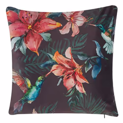 Set of 2 Decorative Cushions DICHONDRA Velvet 45 x 45 cm Multicolour Floral Pattern