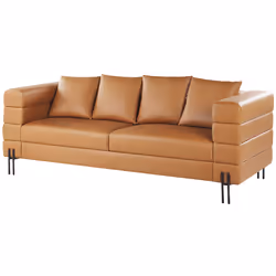 Sofa GRANNA Faux Leather Brown 3 Seater