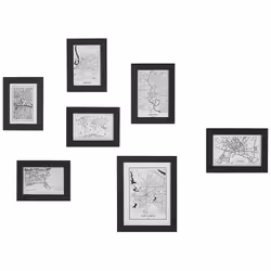 Wall Gallery of Maps 7 Frames Black DENKORO