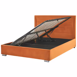 Ottoman Bed Velvet ROUEN 160 x 200 cm (EU King Size) Orange