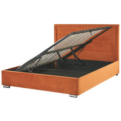 Ottoman Bed Velvet ROUEN 160 x 200 cm (EU King Size) Orange