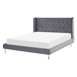 Bed Velvet FORBACH 140 x 200 cm (EU Double) Grey