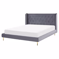 Bed Velvet FORBACH 160 x 200 cm (EU King Size) Grey
