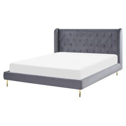 Bed Velvet FORBACH 160 x 200 cm (EU King Size) Grey