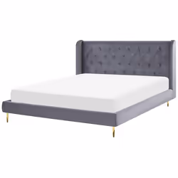 Bed Velvet FORBACH 180 x 200 cm (EU Super King) Grey