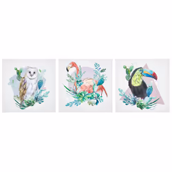 Canvas Set of 3 MENAKA Animal Motif 30 x 30 cm Multicolour