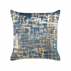 Set of 2 Cushions Crackle Pattern 45 x 45 cm Blue and Gold GARDENIA