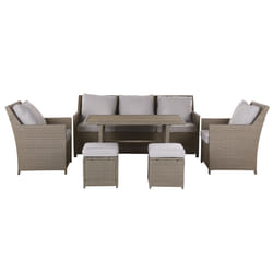 Garden Lounge Set with Table and Ottoman 5 Seater FONTI with Cushions PE Rattan Taupe