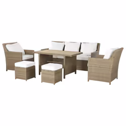 Garden Lounge Set with Table and Ottoman 5 Seater FONTI with Cushions PE Rattan Brown