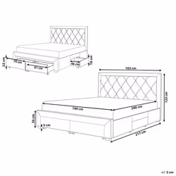 Bed with Storage Drawers Velvet LIEVIN 160 x 200 cm (EU King Size) Navy Blue